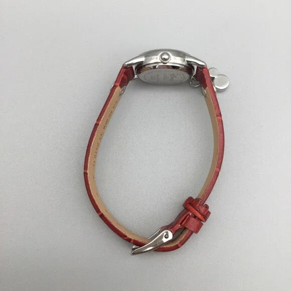 Disney Watch Women Mickey Mouse 22mm Silver Tone Leather Band Charm New Battery - Picture 6 of 15